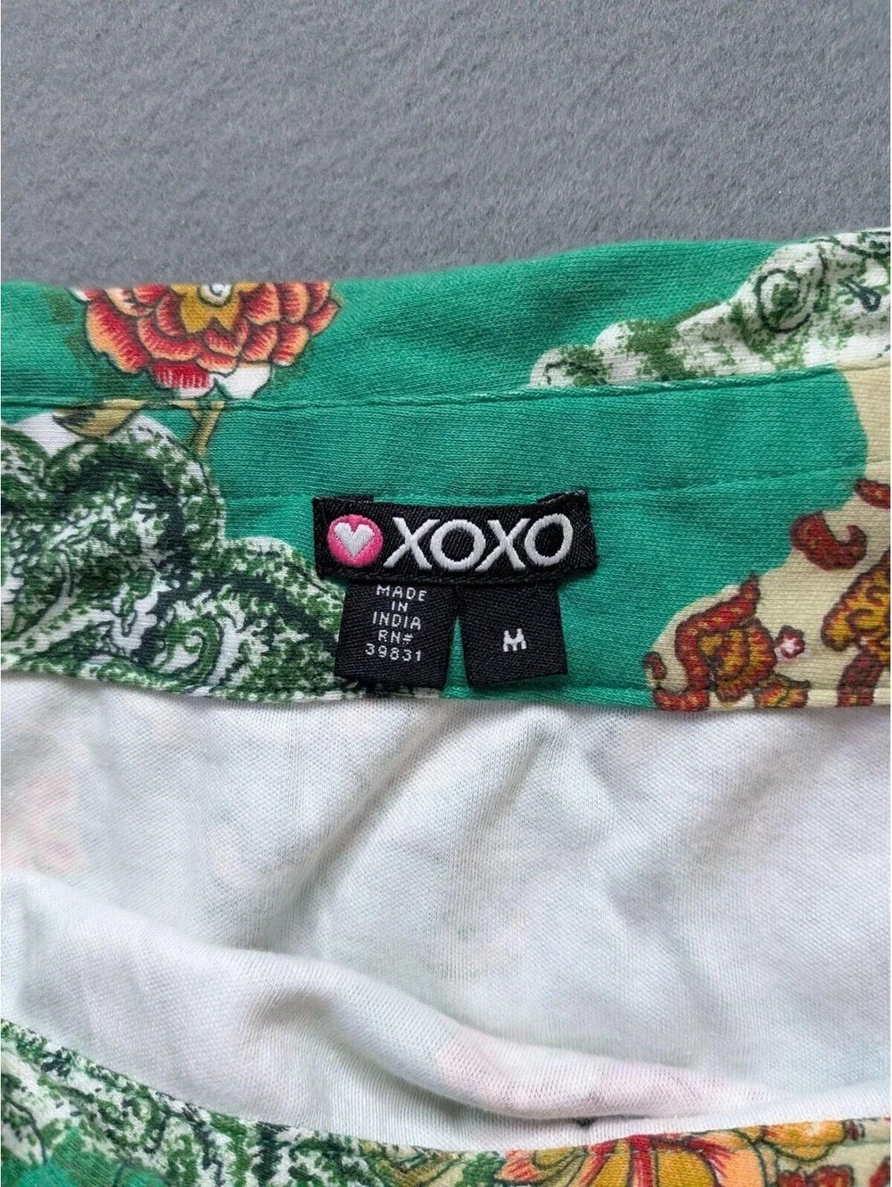 XOXO Skort Juniors M Green Floral Chiffon Ruffle Beaded Lined Mini Summer